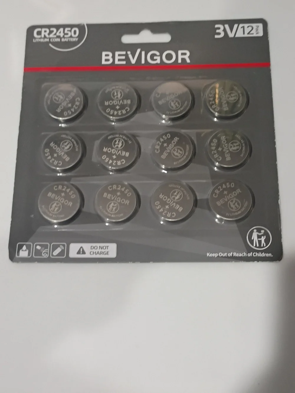 Igor (Bevigor) CR2450 3V Coin Cell Batteries - Silver Pack of 12